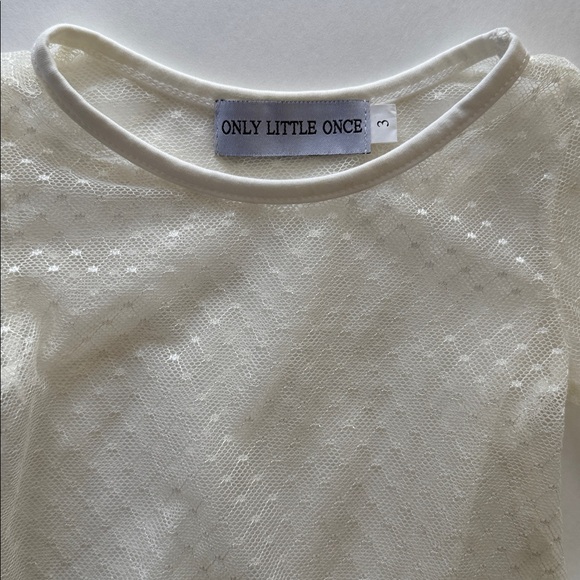 ONLY LITTLE ONCE 3T girls Mesh Lace Cream Long Sleeve Layering Top - Picture 3 of 9